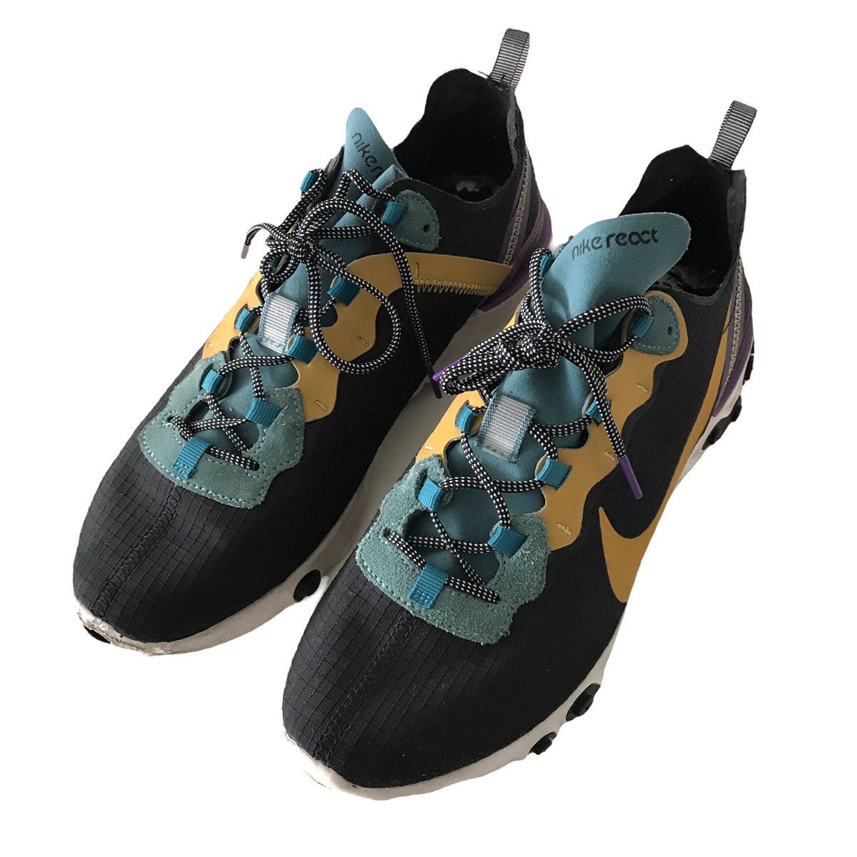 Authentic Nike React Element 55 PRM Black Gold Purple Shoe