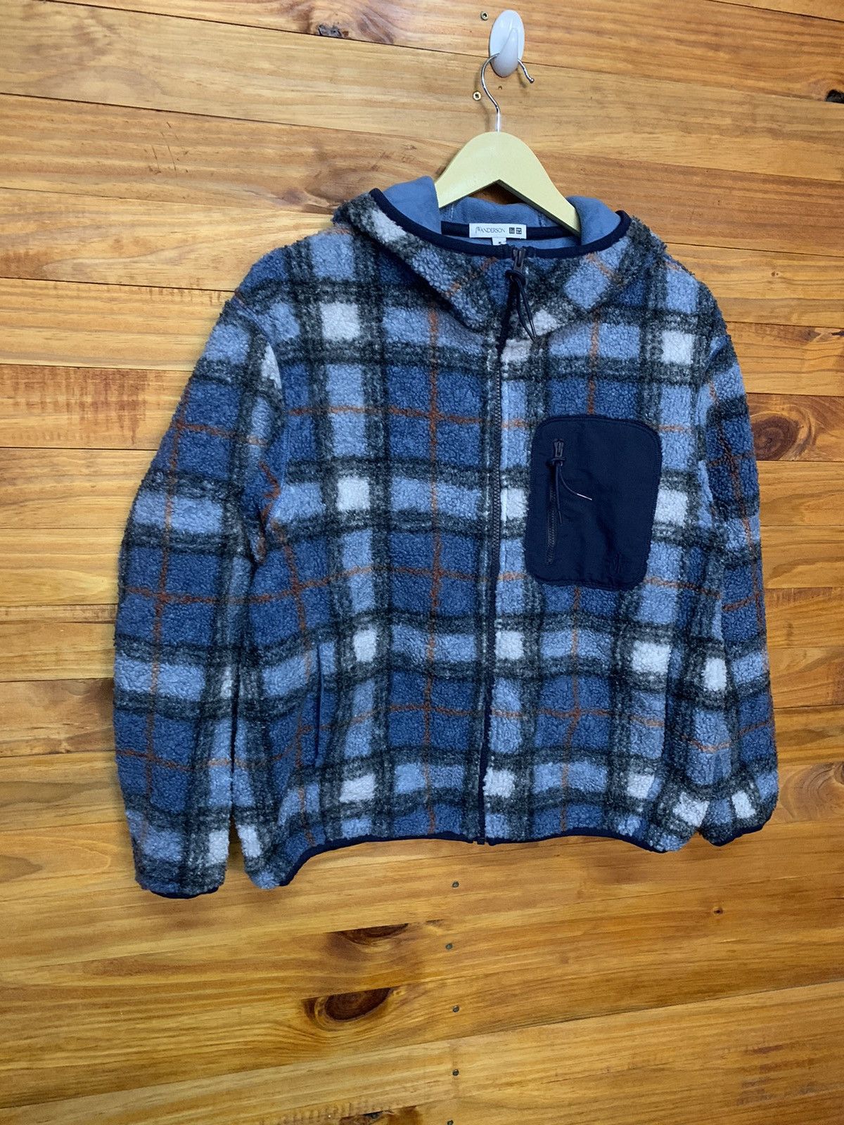 JW Anderson × Uniqlo Fleece Checker Zipper Hoodie Size US M / EU 48-50 / 2 - 2 Thumbnail