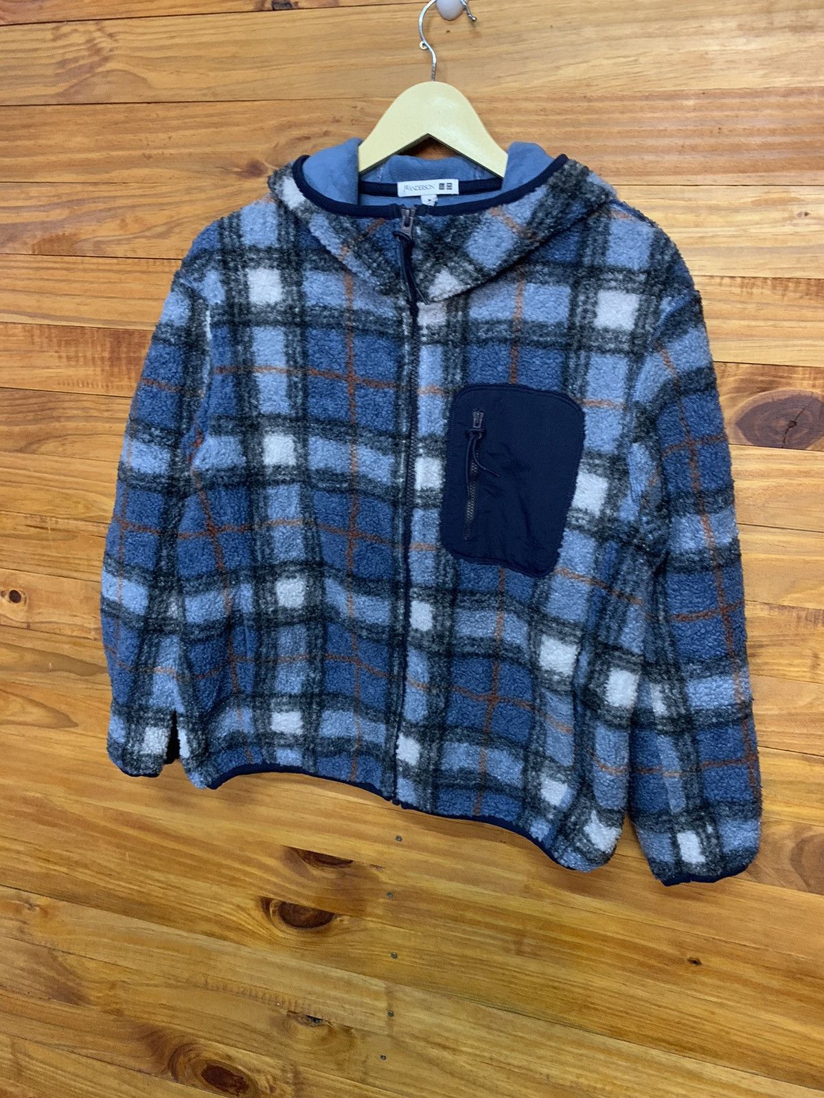 JW Anderson × Uniqlo Fleece Checker Zipper Hoodie Size US M / EU 48-50 / 2 - 3 Thumbnail