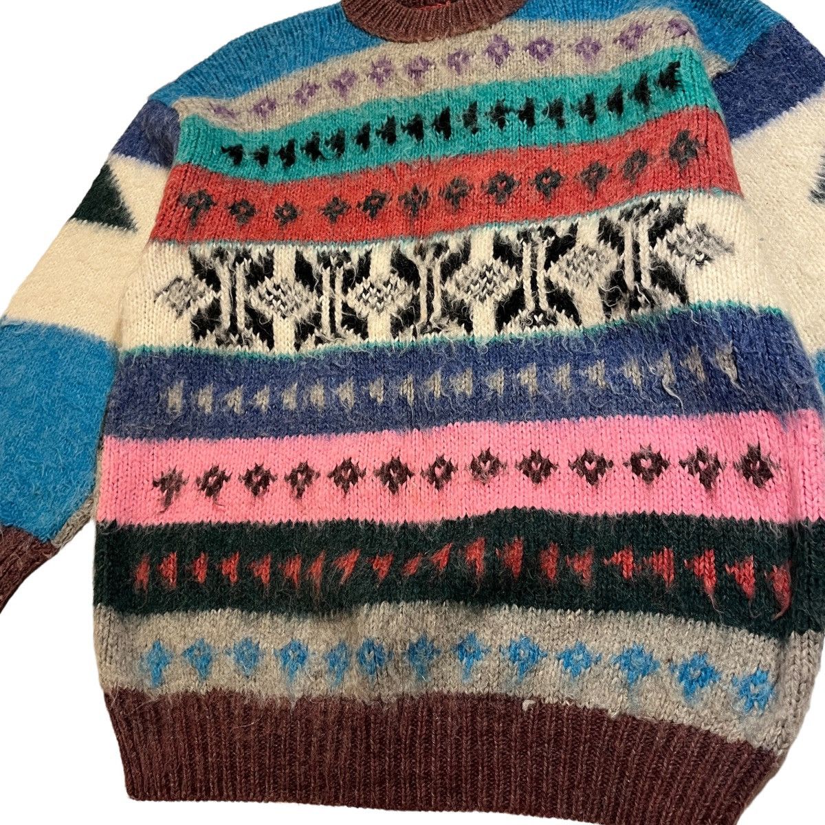 Vintage Vintage Mohair Multi Patterned Sweater Size US M / EU 48-50 / 2 - 3 Thumbnail