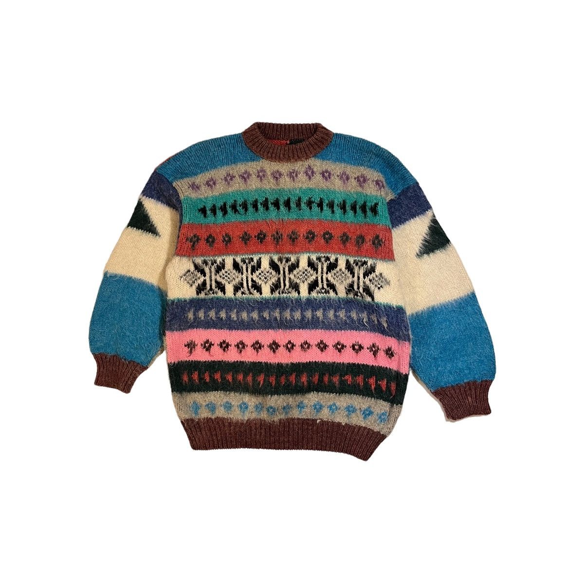Vintage Vintage Mohair Multi Patterned Sweater Size US M / EU 48-50 / 2 - 2 Thumbnail