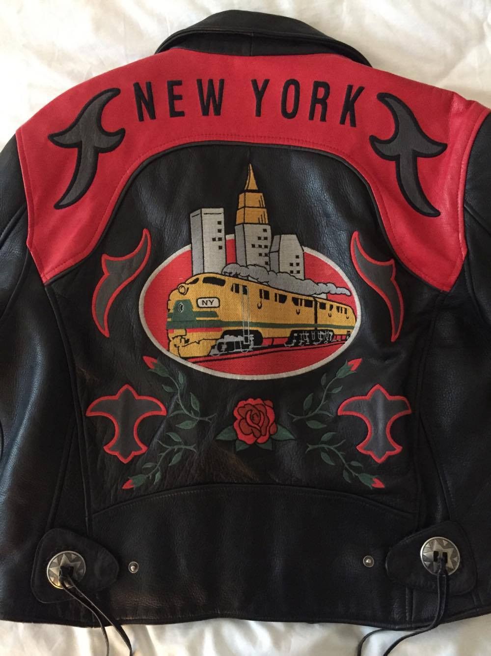 Avirex Black & Red Vintage Leather Jacket | Grailed