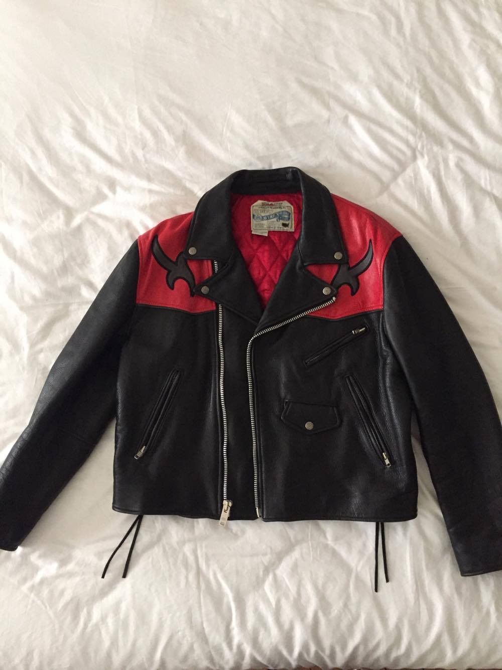 Avirex Black & Red Vintage Leather Jacket | Grailed