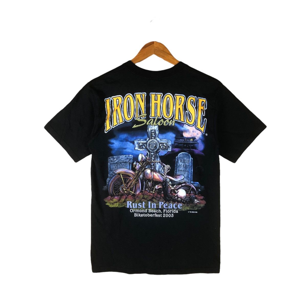 Vintage Vintage IRON HORSE Saloon Rust In Peace Tshirt Size US S / EU 44-46 / 1 - 1 Thumbnail