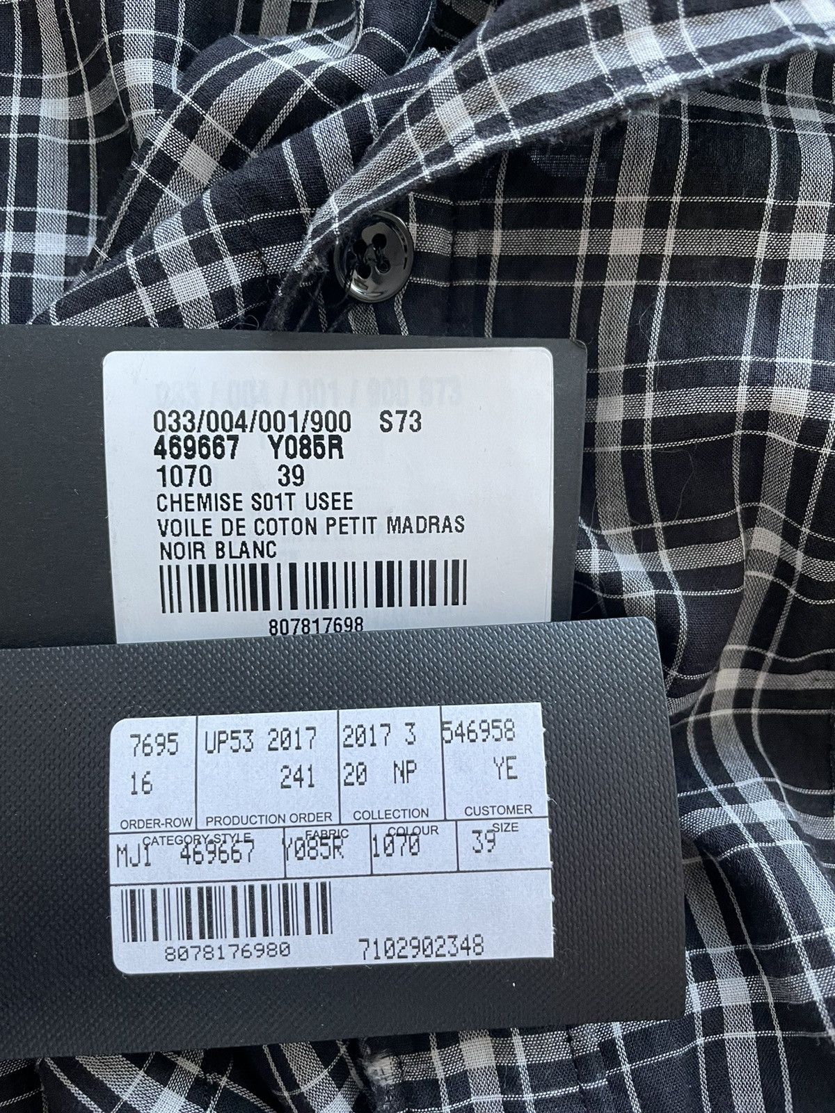 Hedi Slimane × Saint Laurent Paris × Yves Saint Laurent Brand NEW Limited Edition Sold Out S01 Check Chemise Shirt Size US S / EU 44-46 / 1 - 6 Thumbnail