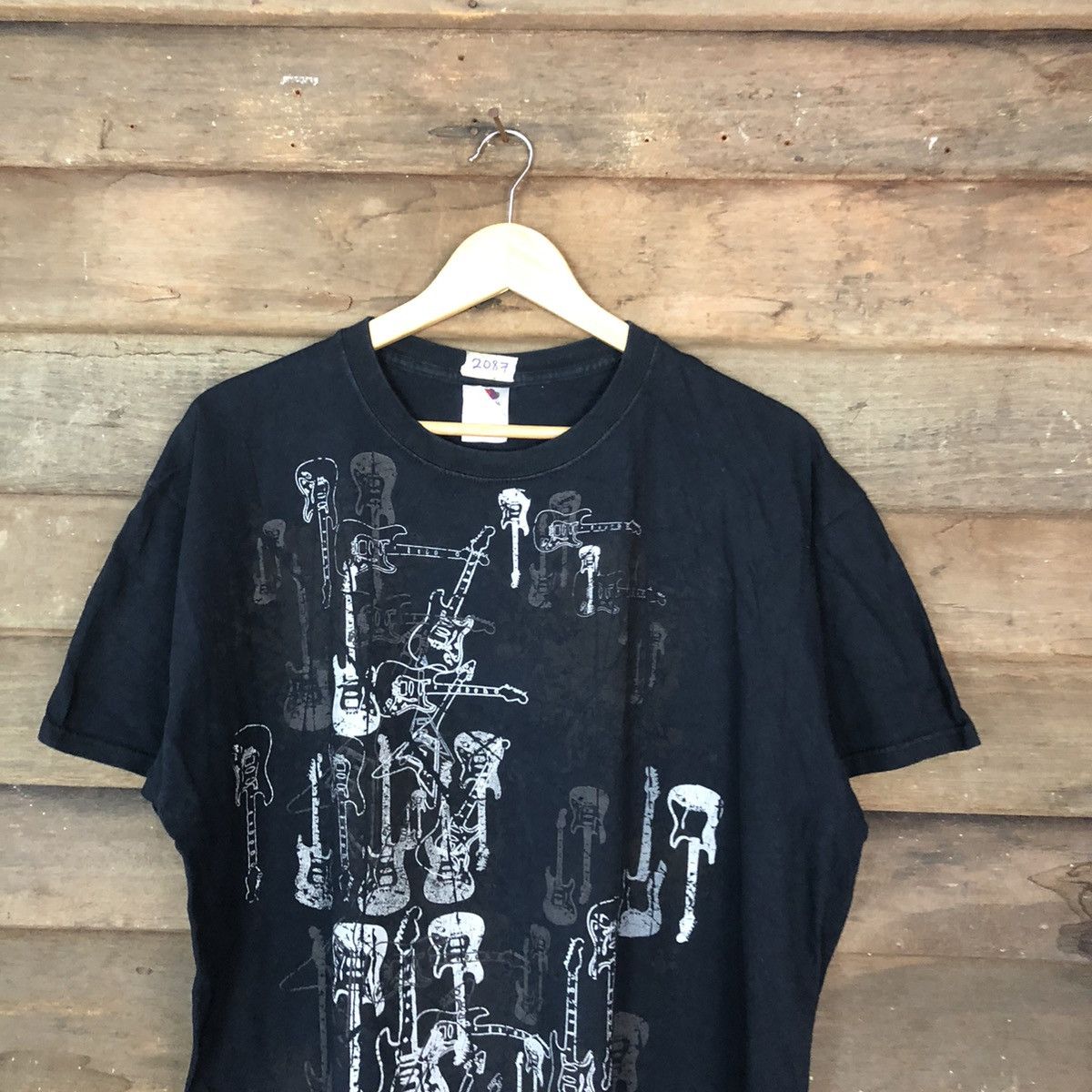 Japanese Brand DL Guitar art Black tee #2087 Size US XL / EU 56 / 4 - 2 Thumbnail