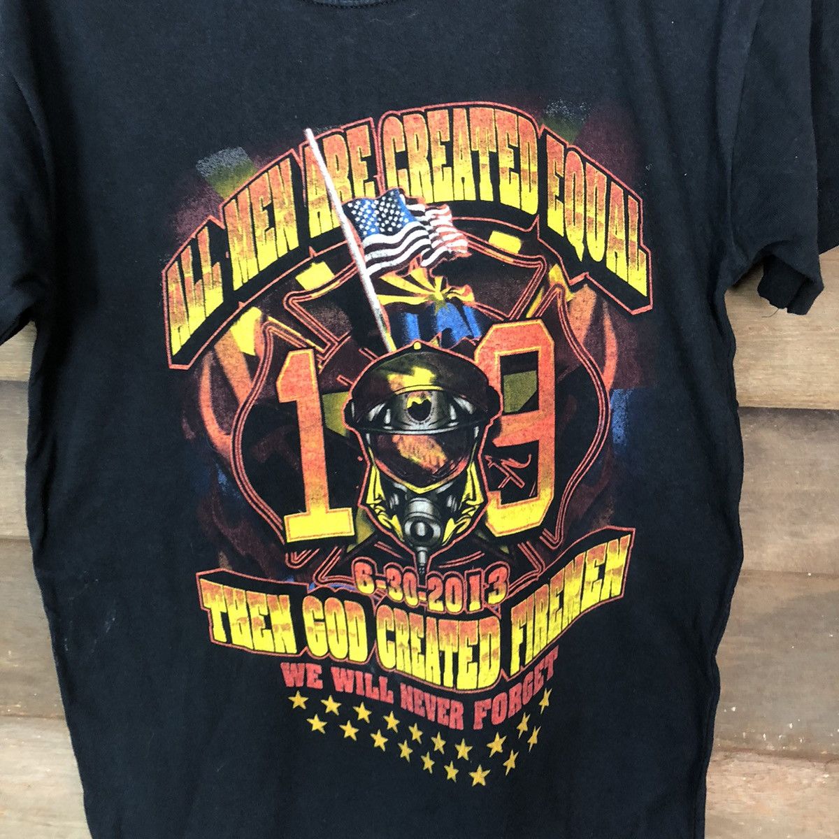 Japanese Brand DLL Fireman All men Are Created Black tee #2092 Size US M / EU 48-50 / 2 - 4 Thumbnail