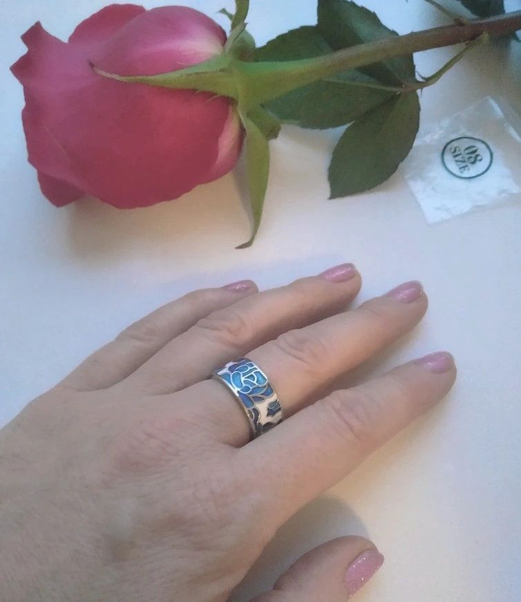 Jewelry Blue Flower Ring Size ONE SIZE - 8 Thumbnail