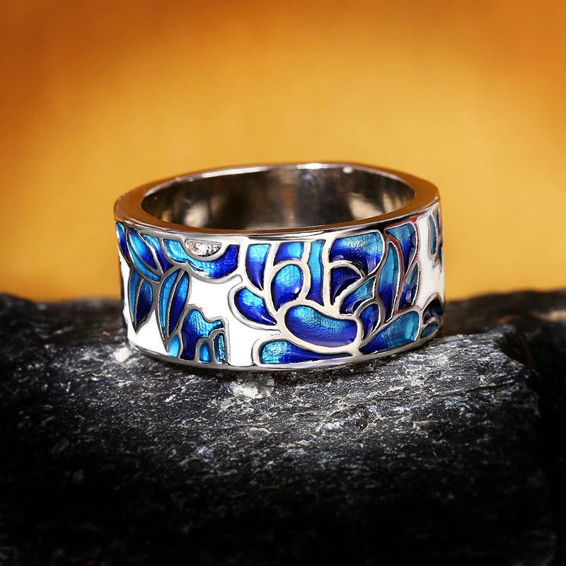 Jewelry Blue Flower Ring Size ONE SIZE - 5 Thumbnail