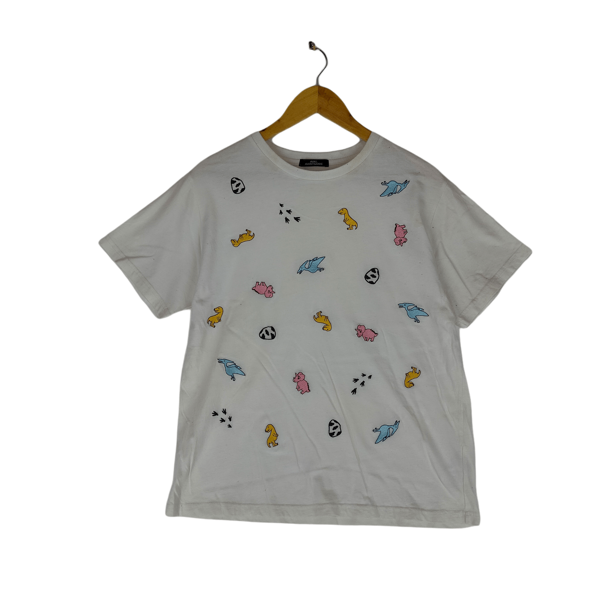 image of Avant Garde x Vintage Avail Avantgarde Dinosaur Embroidery Shirt in White, Men's (Size Medium)