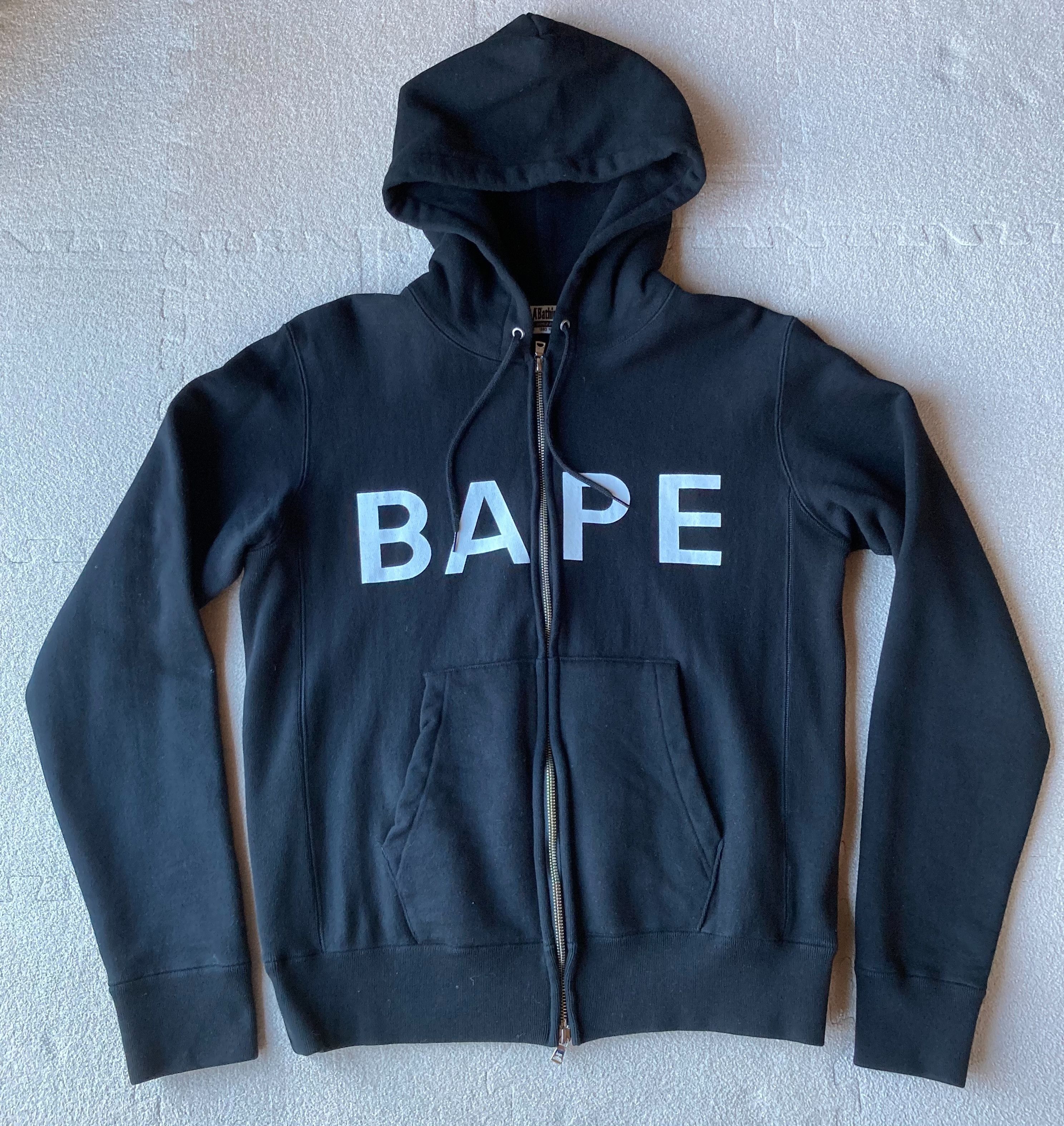 Bape BAPE logo brack zip hoodie used ape | Grailed