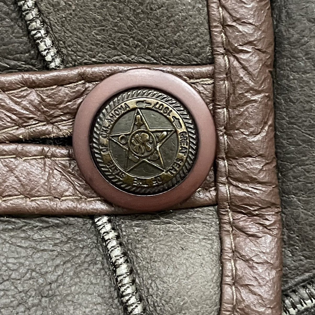 Vintage Great Seal Of The State Of Oklahoma Mink Fur Leather Jacket Size US L / EU 52-54 / 3 - 3 Thumbnail