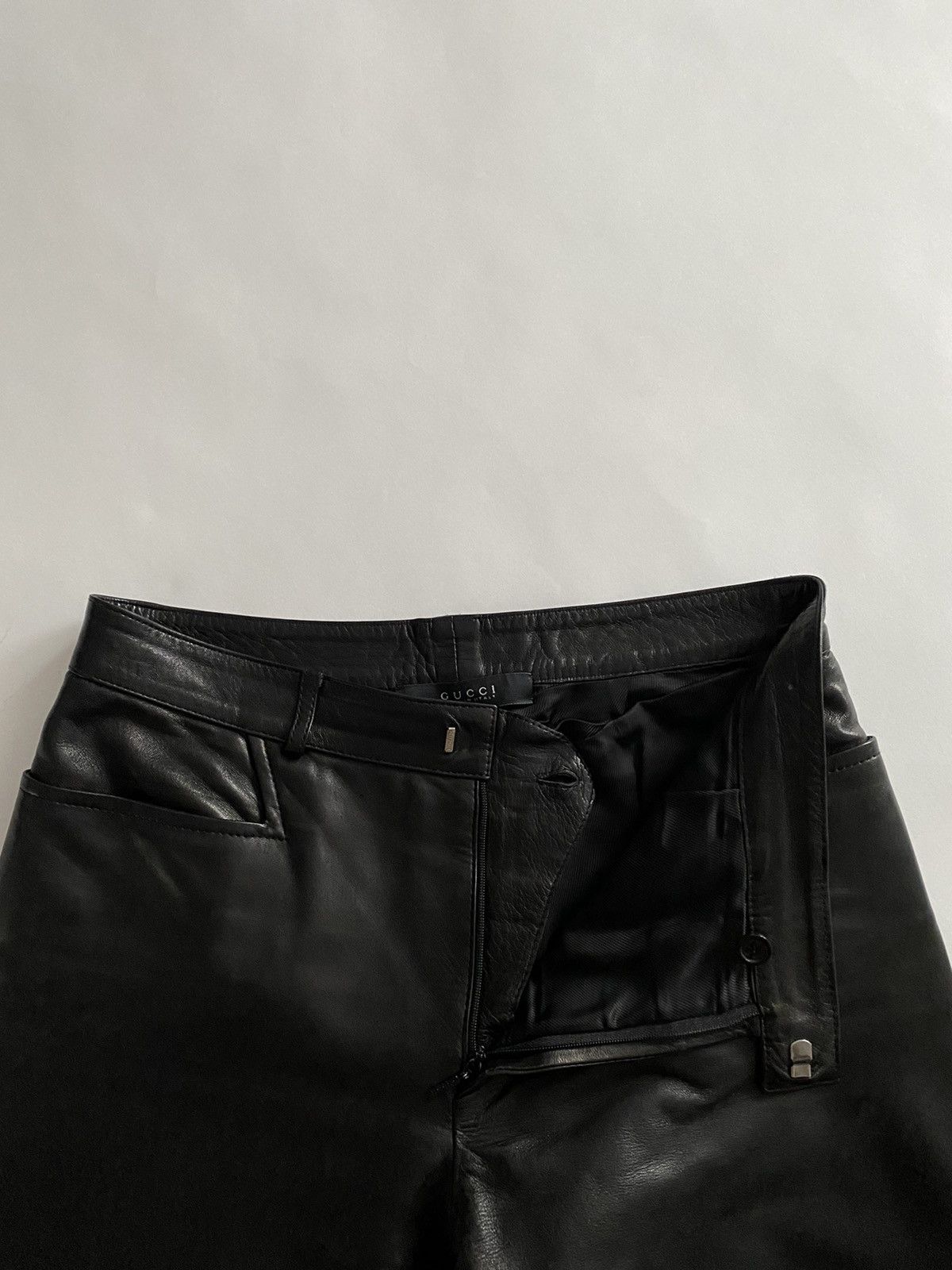 Gucci Gucci by Tom Ford Straight Black Leather Pants Size US 29 - 7 Thumbnail