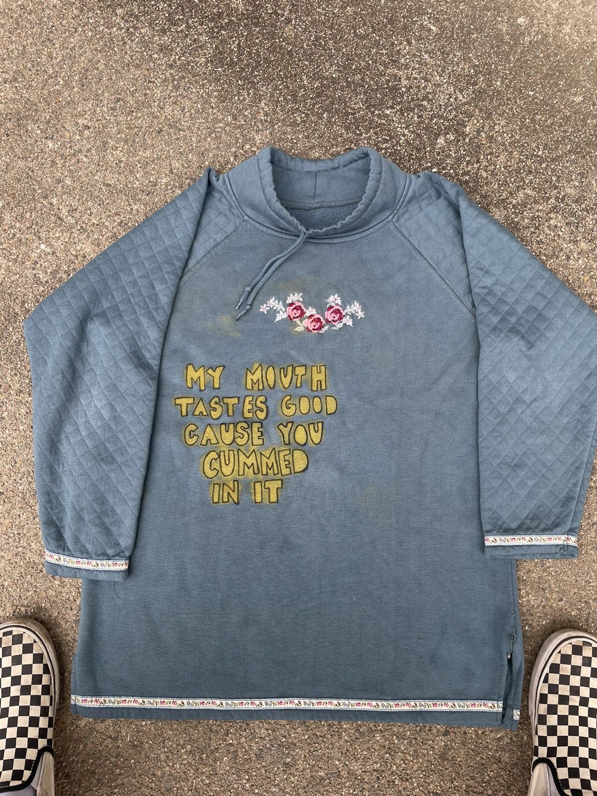 Vintage Y2K funny raunchy sweatshirt rose sweater Custom art 1x1 Size US L / EU 52-54 / 3 - 2 Thumbnail