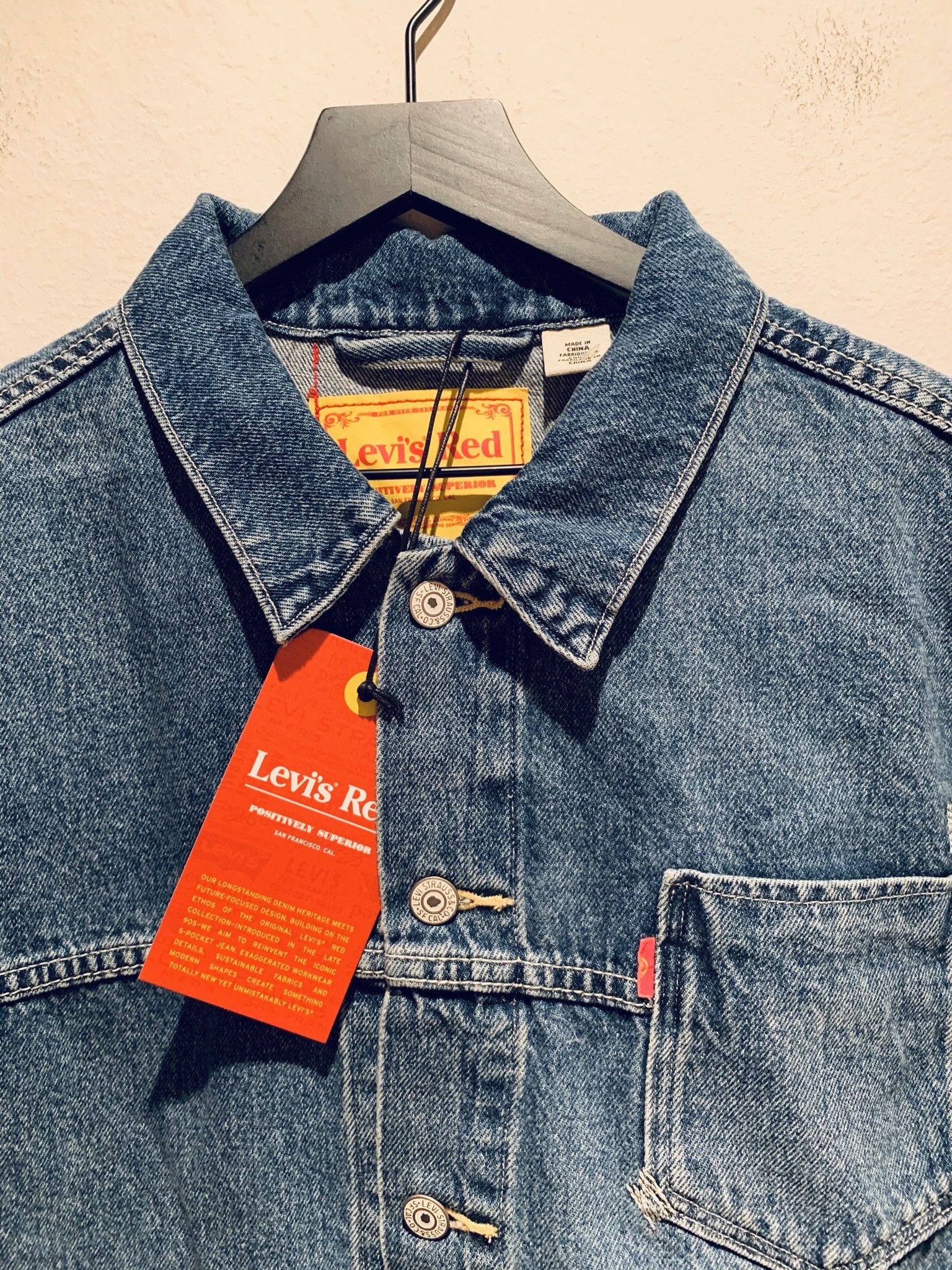 Designer × Levi's × Levi's Vintage Clothing *RARE* Levi’s Red Positively Superior Cargo Denim Jacket XL Size US XL / EU 56 / 4 - 2 Thumbnail