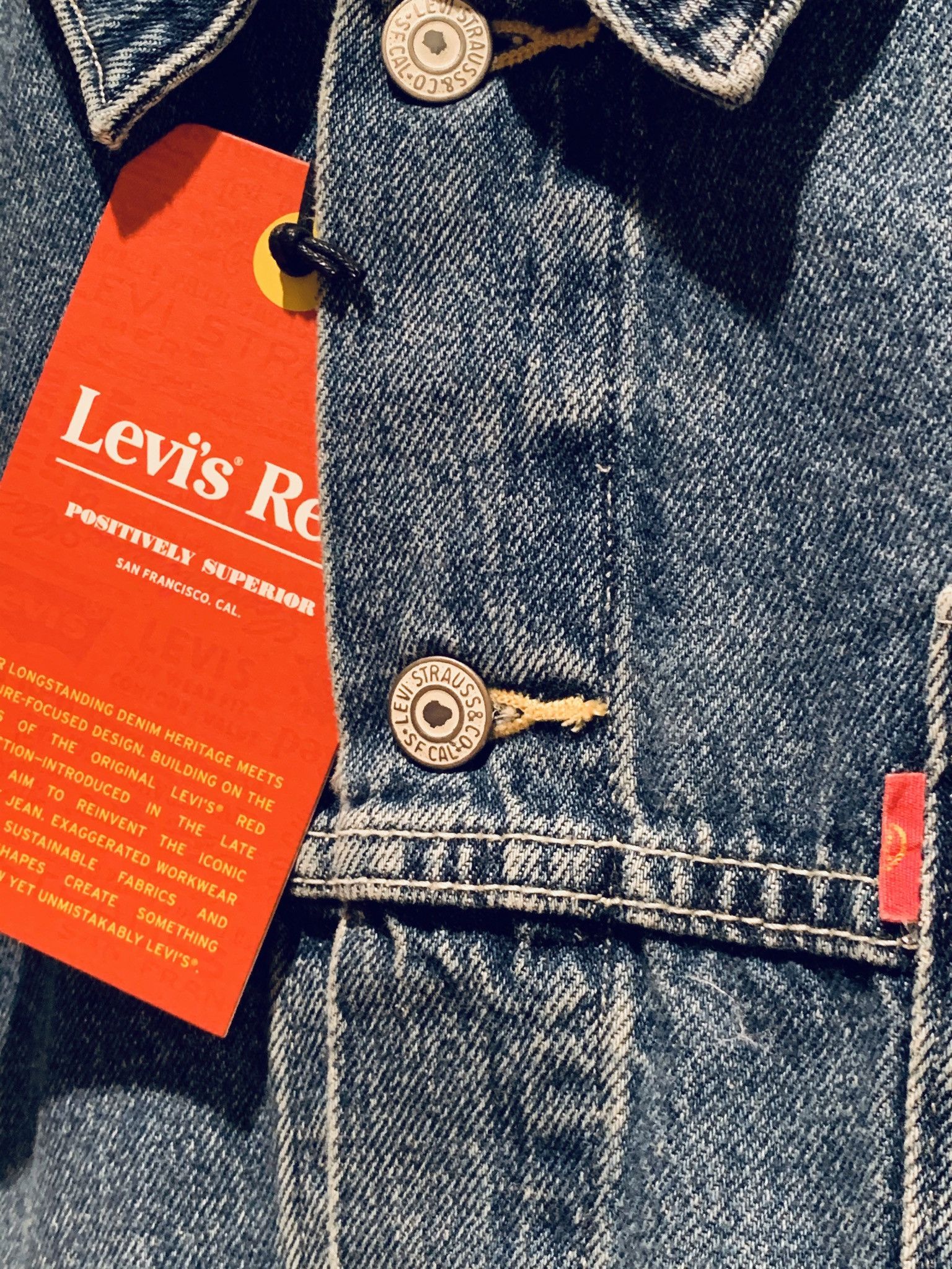 Designer × Levi's × Levi's Vintage Clothing *RARE* Levi’s Red Positively Superior Cargo Denim Jacket XL Size US XL / EU 56 / 4 - 4 Thumbnail