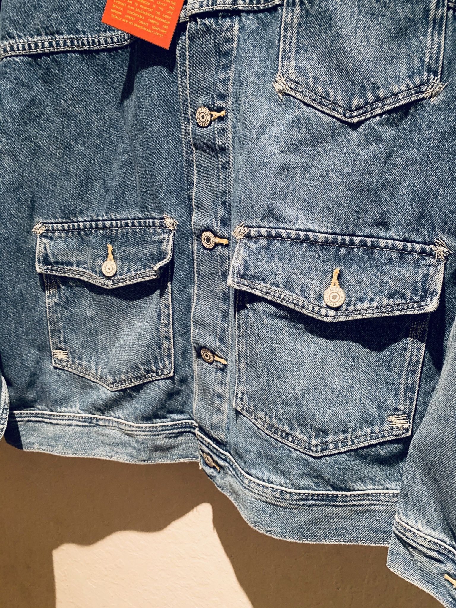 Designer × Levi's × Levi's Vintage Clothing *RARE* Levi’s Red Positively Superior Cargo Denim Jacket XL Size US XL / EU 56 / 4 - 5 Thumbnail