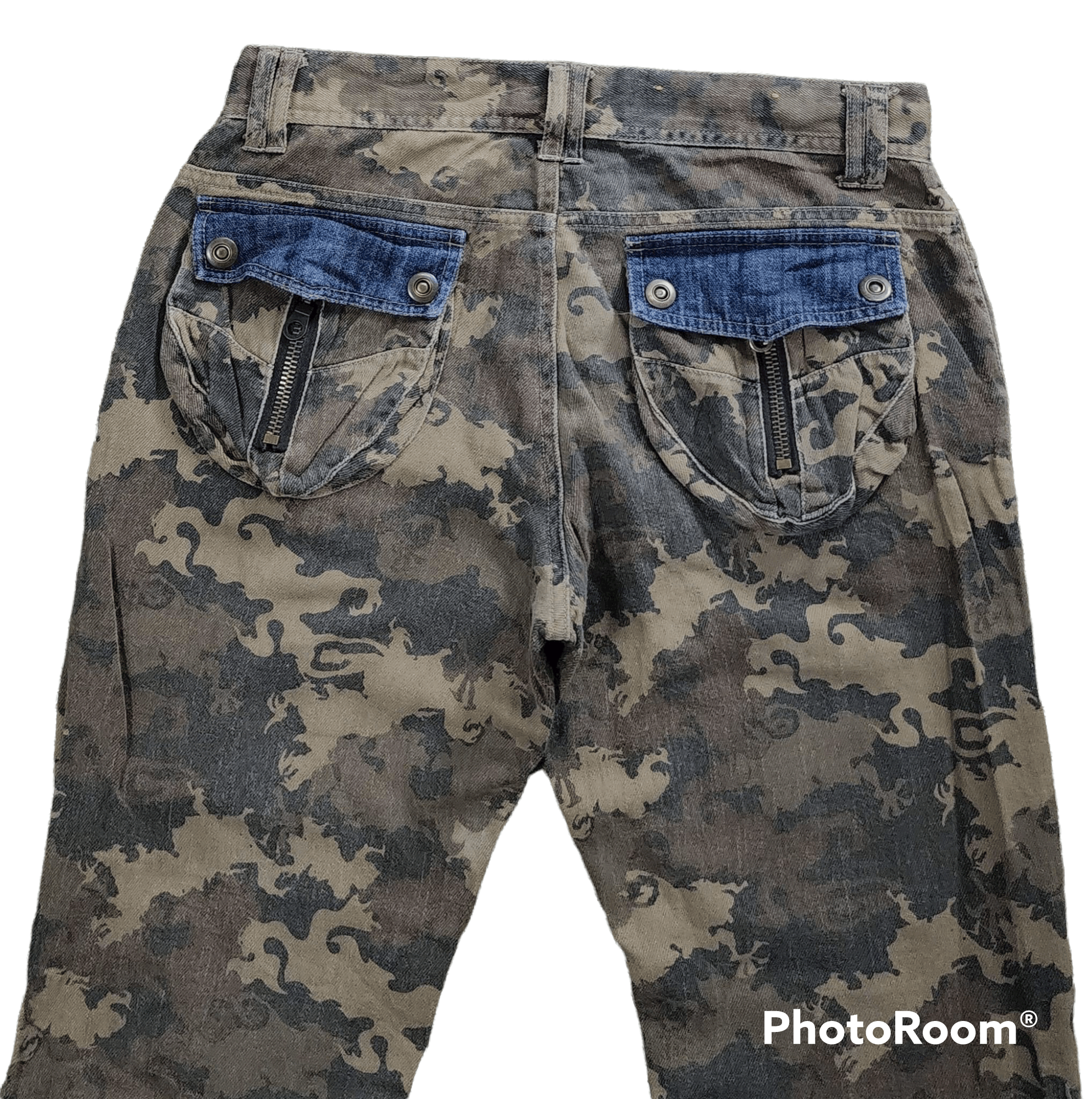 Japanese Brand CP161 FLARE Gumu Japan Two Tone Distressed Bondage Pant Size US 31 - 7 Thumbnail
