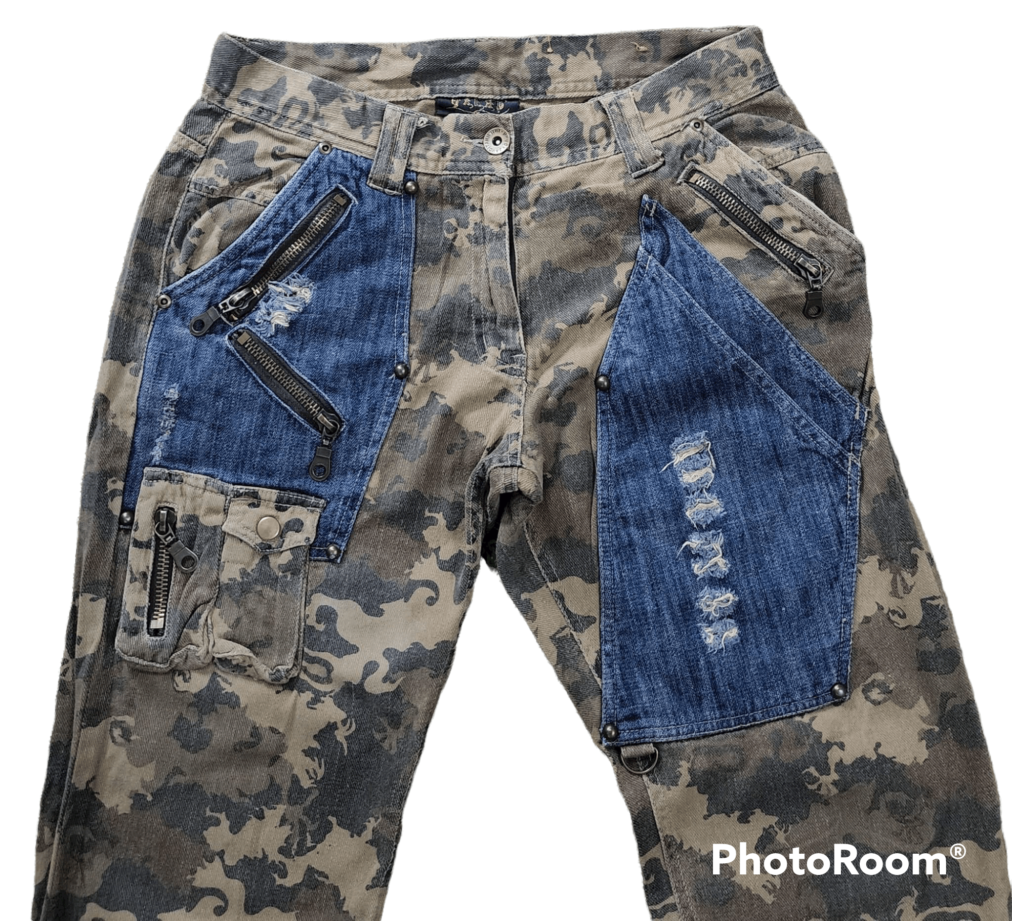 Japanese Brand CP161 FLARE Gumu Japan Two Tone Distressed Bondage Pant Size US 31 - 3 Thumbnail