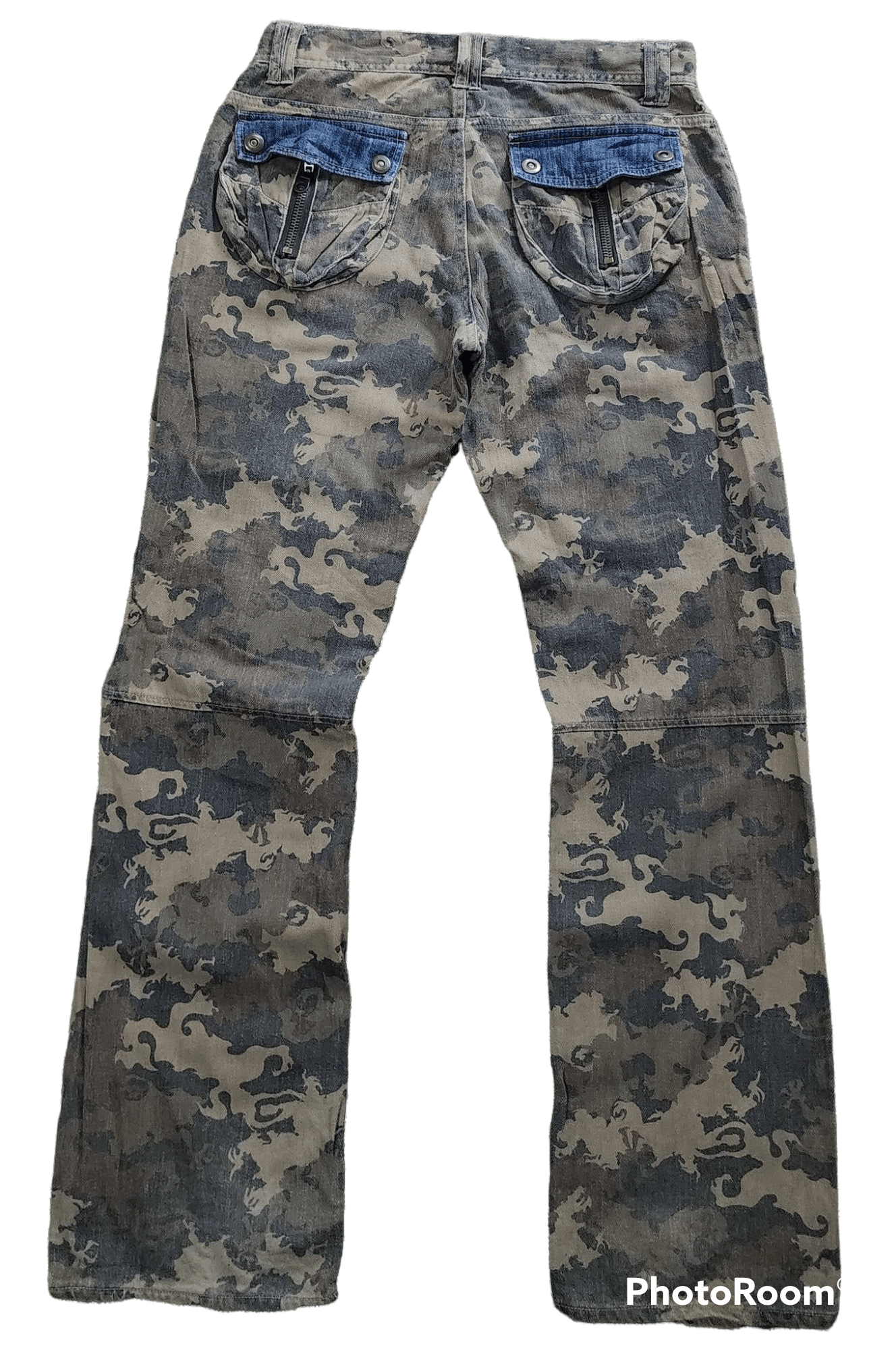Japanese Brand CP161 FLARE Gumu Japan Two Tone Distressed Bondage Pant Size US 31 - 6 Thumbnail