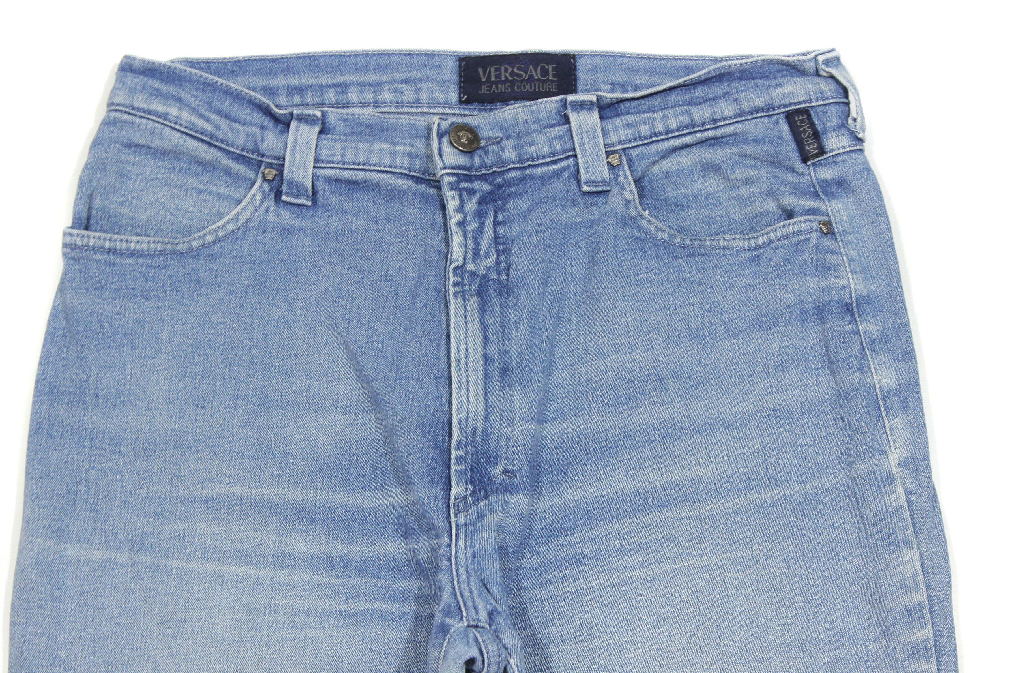 Versace 90S Medusa Buttons Sanded Jeans Vintage Size US 30 / EU 46 - 3 Thumbnail