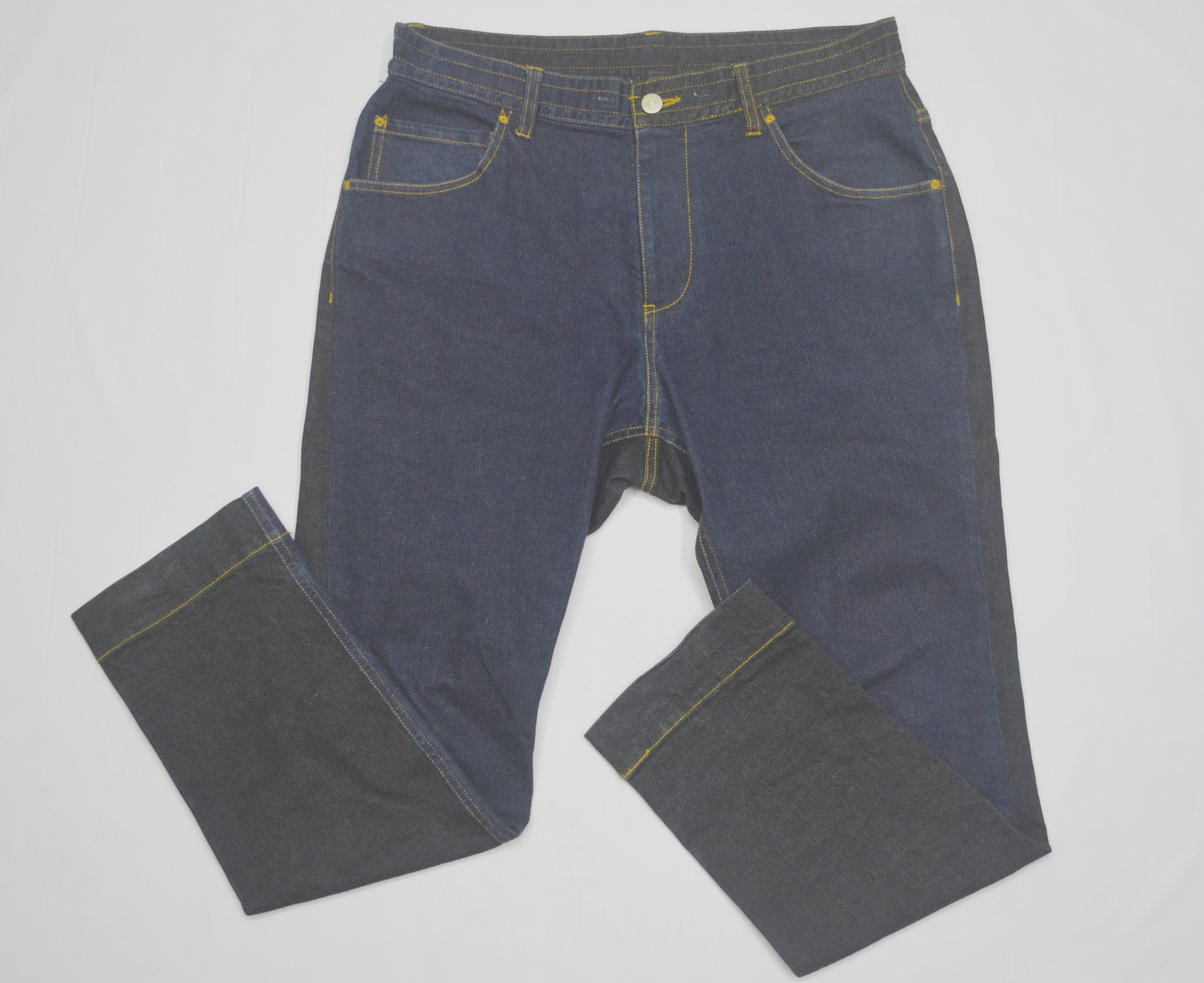 image of Tsumori Chisato Two Tone Stretch Jeans in Black Navy, Men's (Size 32)