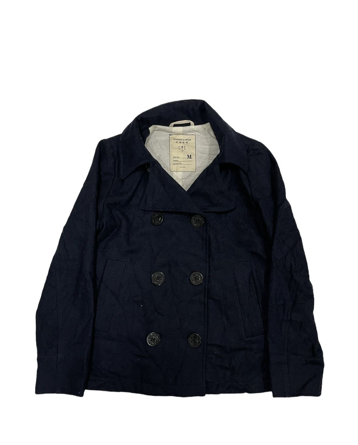 Worker’s union peacoat by COEN Navy blue military slim fit M