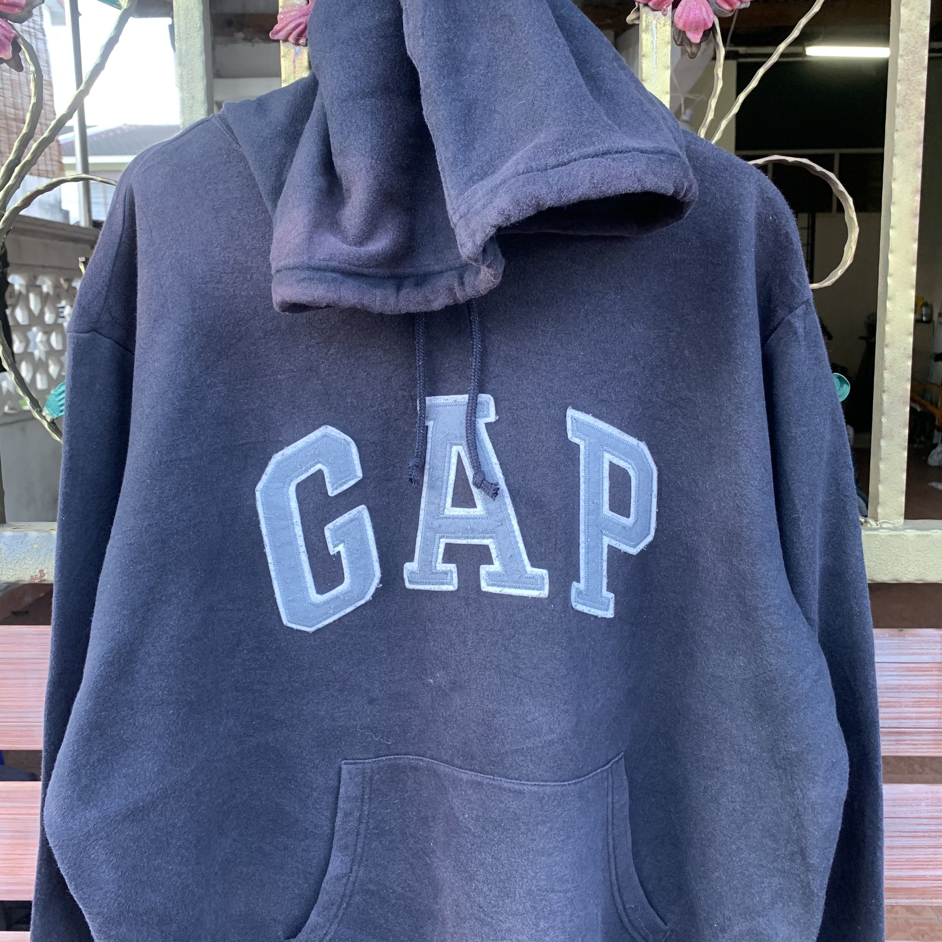 Gap Gap Spell Out Hooded Faded Pullover Baggy Sweatshirts Size US XL / EU 56 / 4 - 2 Thumbnail
