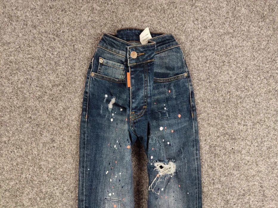 Japanese Brand Designer My Brand Slim Jeans Distressed Paint Blue Denim Size US 33 - 3 Thumbnail