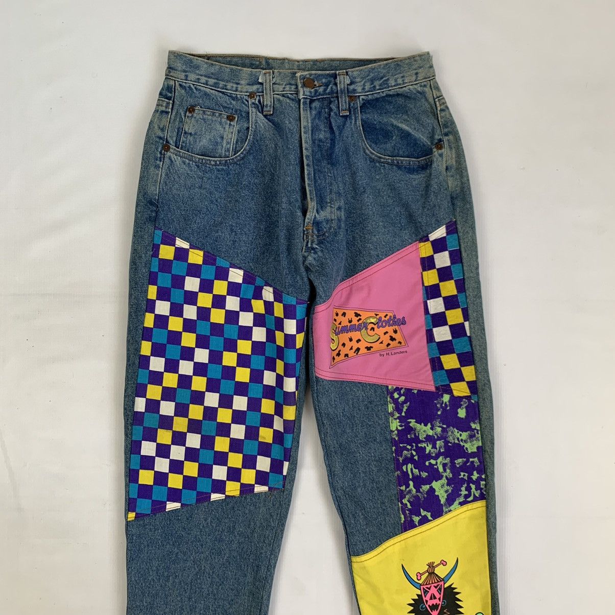 Vintage Vintage Designer H. Landers Patchwork Style Denim Jeans Pant Size US 27 - 2 Thumbnail