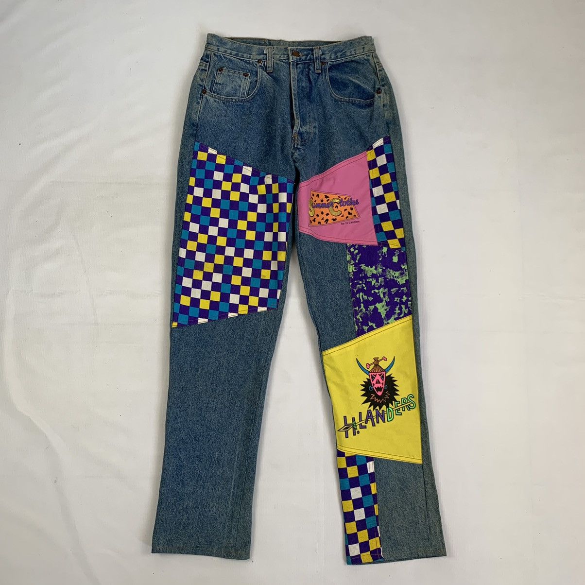 Vintage Vintage Designer H. Landers Patchwork Style Denim Jeans Pant Size US 27 - 1 Thumbnail