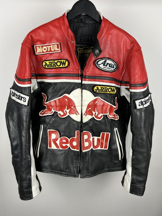 Genuine Leather Vintage racing jacket Red Bull f1 y2k MOTO size S-M ...