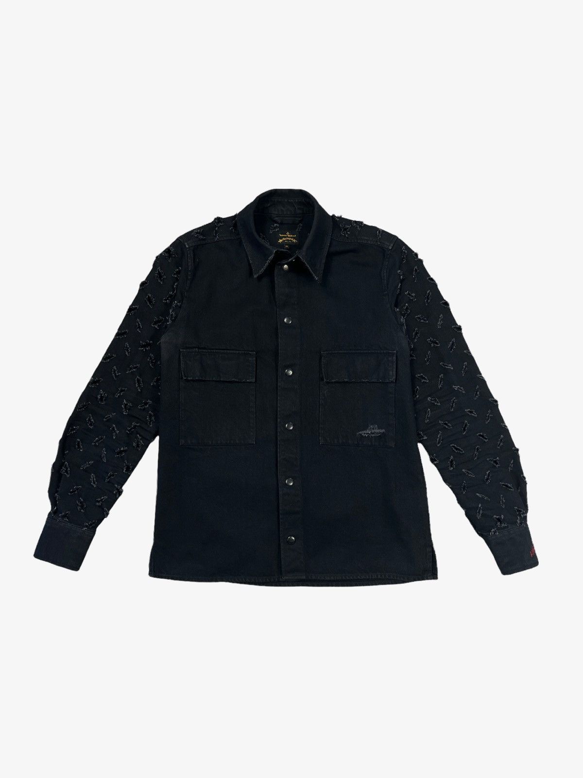 image of Vivienne Westwood Distressed Denim Jacket in Black, Men's (Size XL)