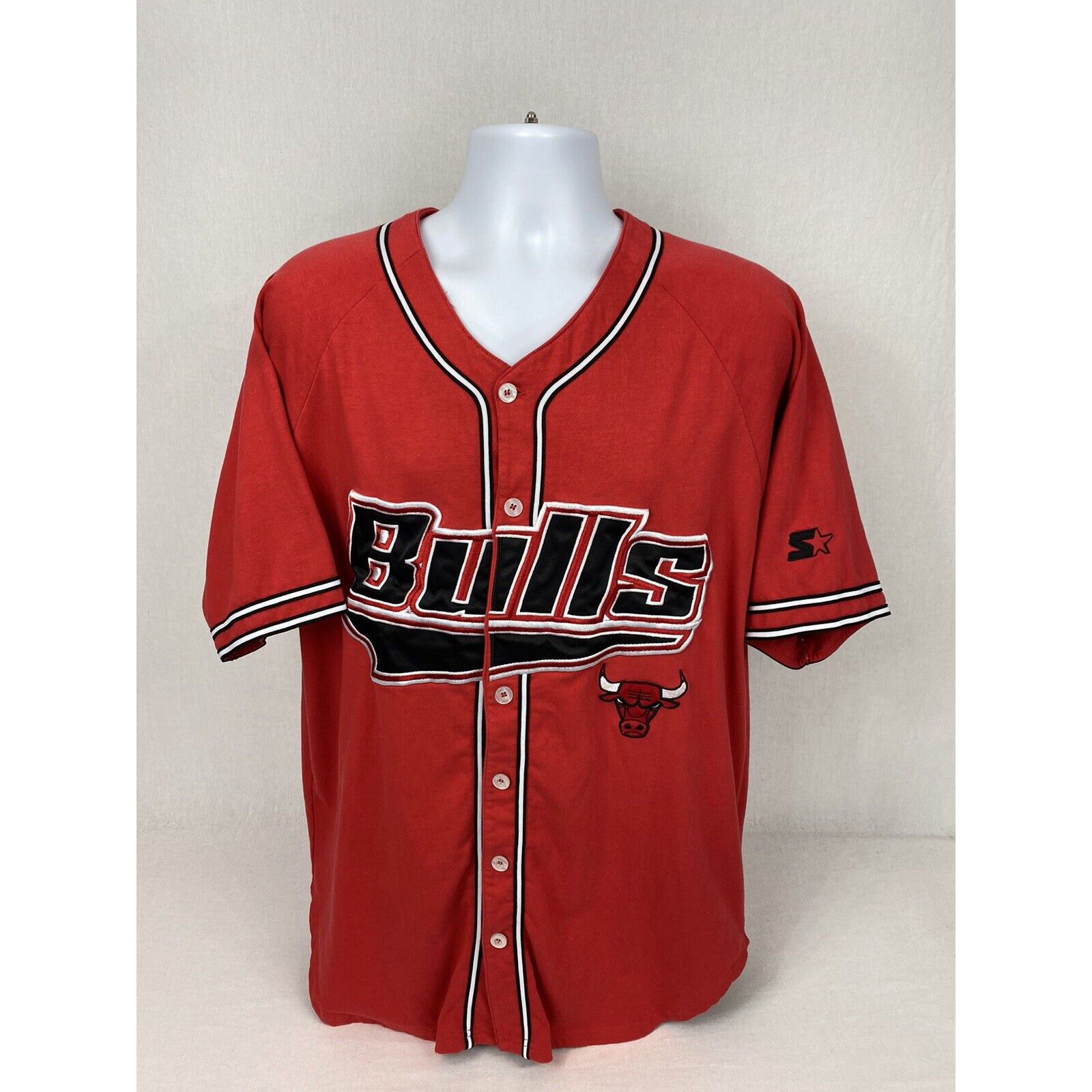 Vintage 1990's Chicago Bulls Starter Colorblock Baseball Jersey Sz.XL /  Sole Food SF