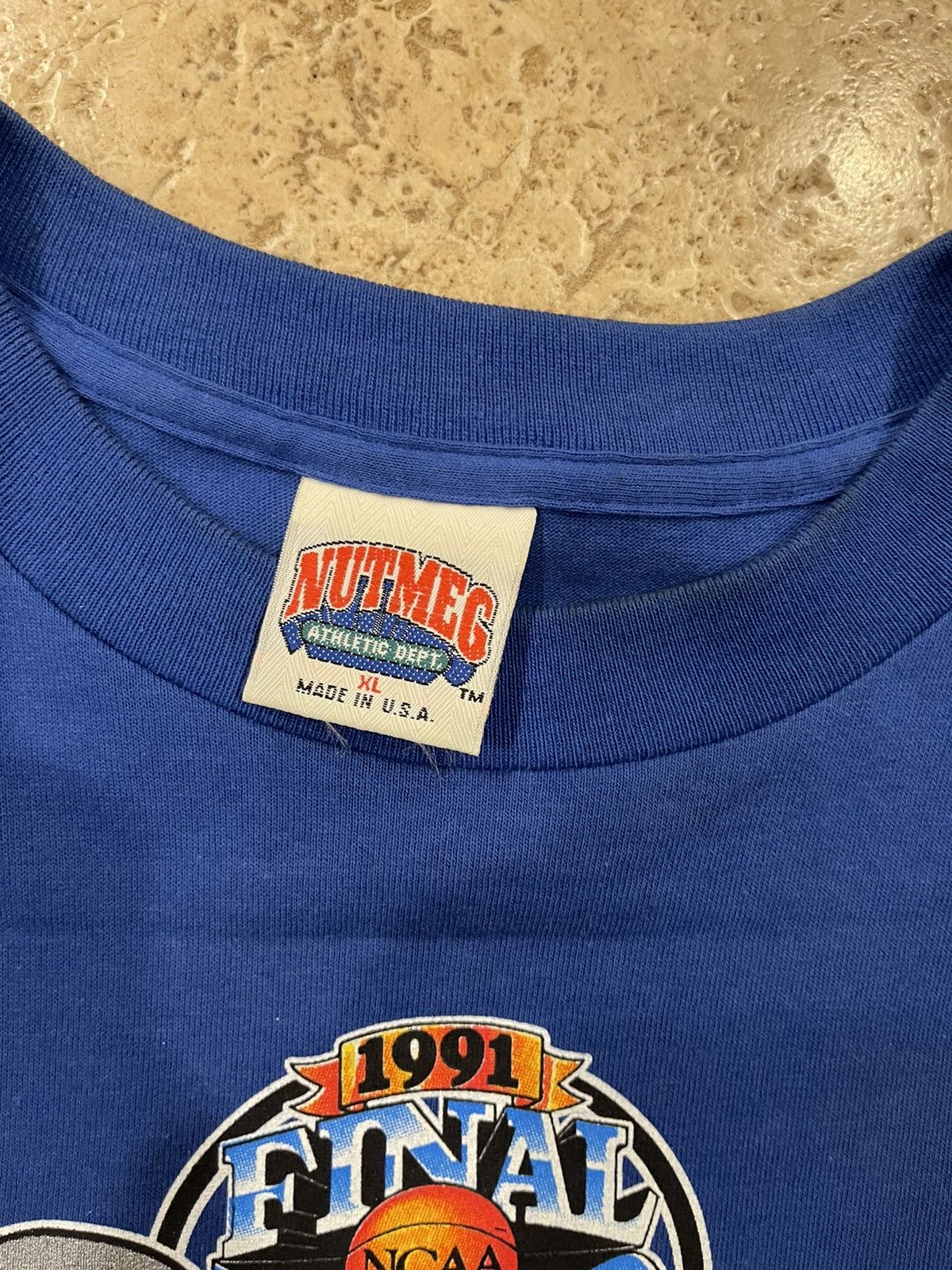 NCAA Vintage Kansas Jayhawks NCAA 1991 Final Four Blue Tee Size US XL / EU 56 / 4 - 8 Thumbnail