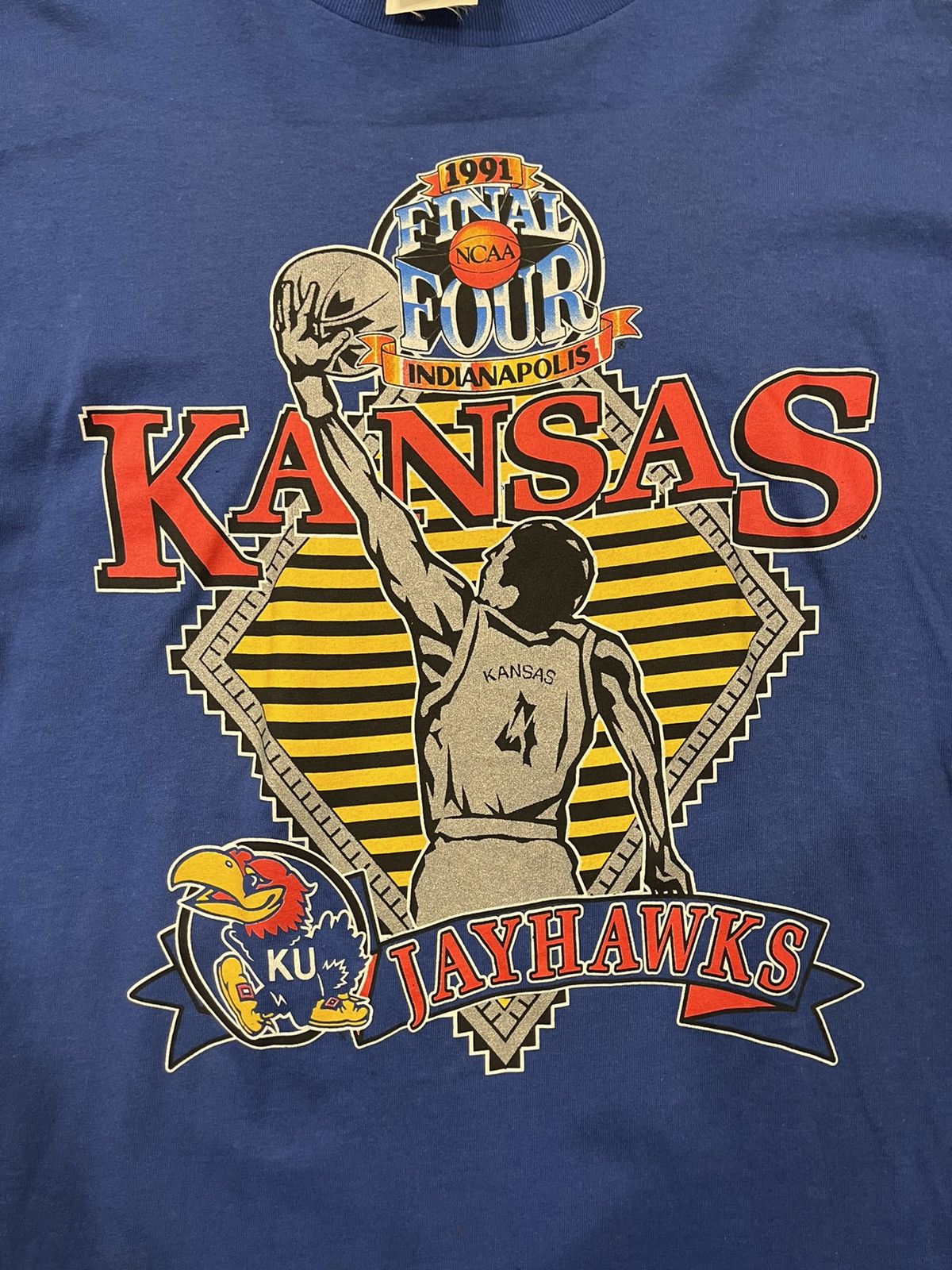 NCAA Vintage Kansas Jayhawks NCAA 1991 Final Four Blue Tee Size US XL / EU 56 / 4 - 6 Thumbnail