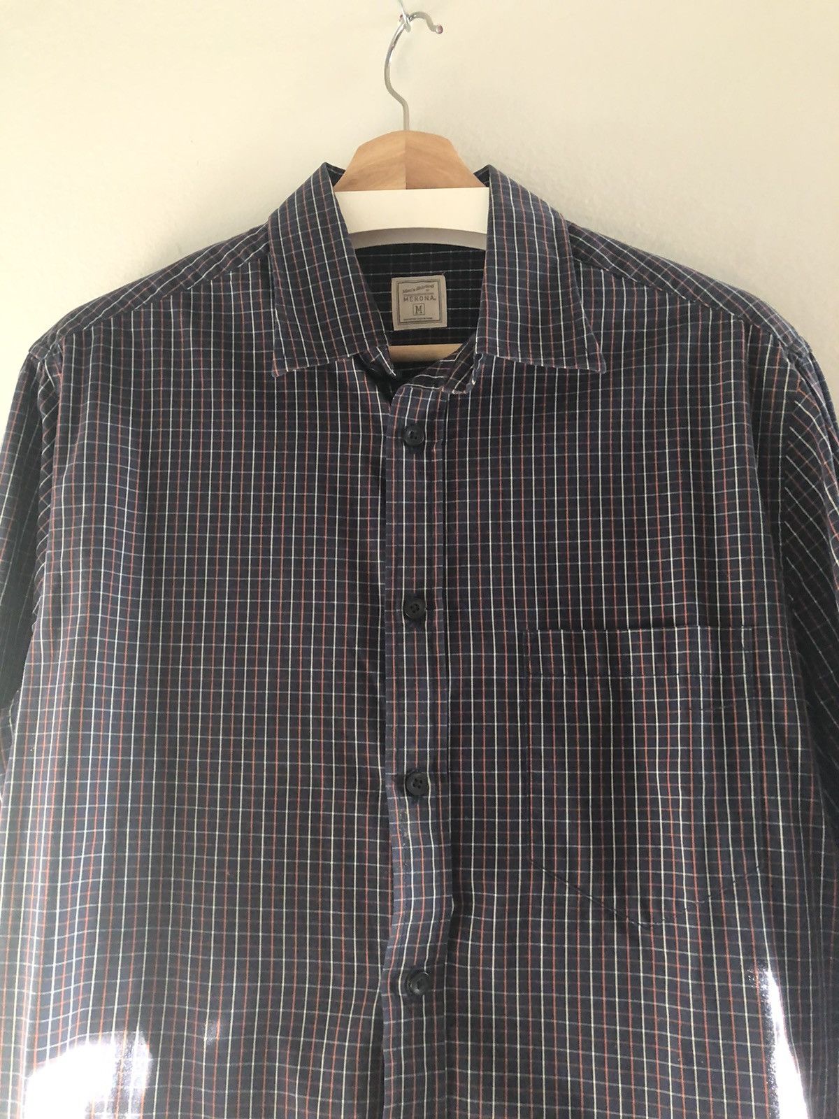 Merona Vintage Merona Plaid Check Button Camp Shirt Navy/Orange Size US XL / EU 56 / 4 - 3 Thumbnail