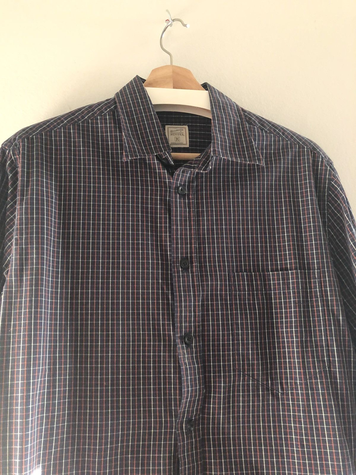 Merona Vintage Merona Plaid Check Button Camp Shirt Navy/Orange Size US XL / EU 56 / 4 - 2 Thumbnail
