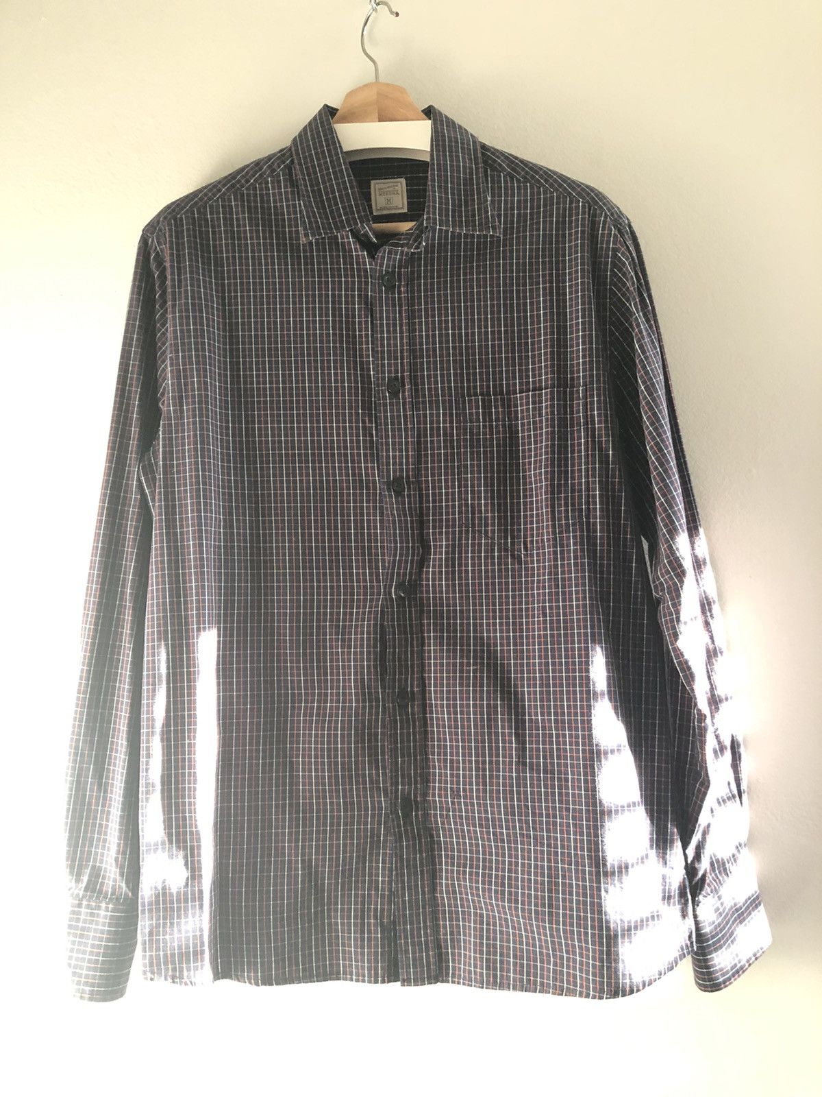 Merona Vintage Merona Plaid Check Button Camp Shirt Navy/Orange Size US XL / EU 56 / 4 - 6 Thumbnail