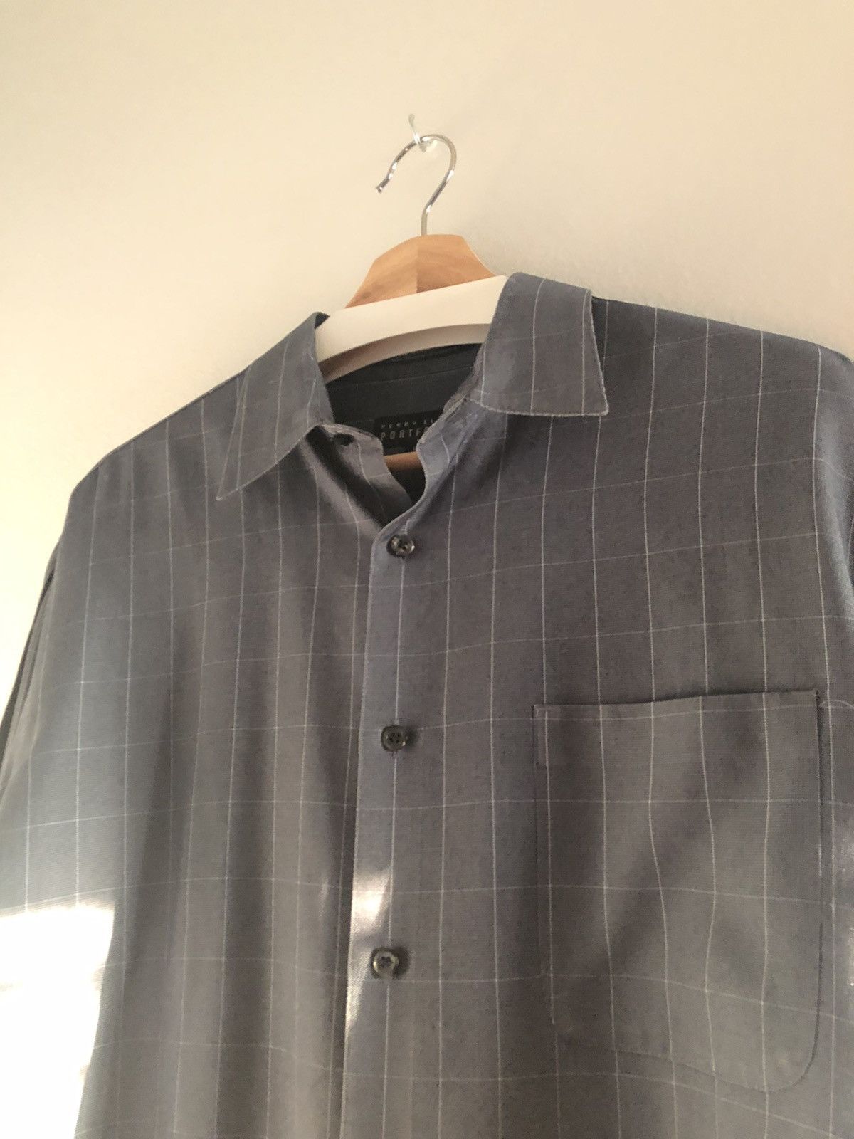 Perry Ellis Vintage Perry Ellis Windowpane Check Button Shirt Blue/Gray Size US XL / EU 56 / 4 - 3 Thumbnail