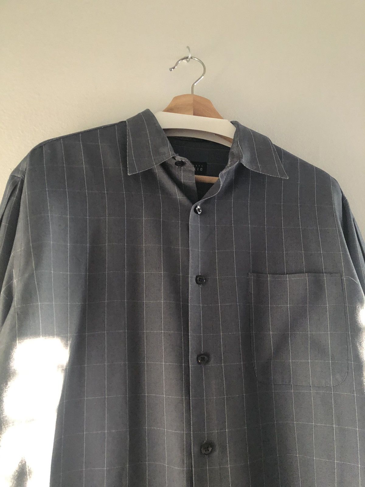 Perry Ellis Vintage Perry Ellis Windowpane Check Button Shirt Blue/Gray Size US XL / EU 56 / 4 - 2 Thumbnail