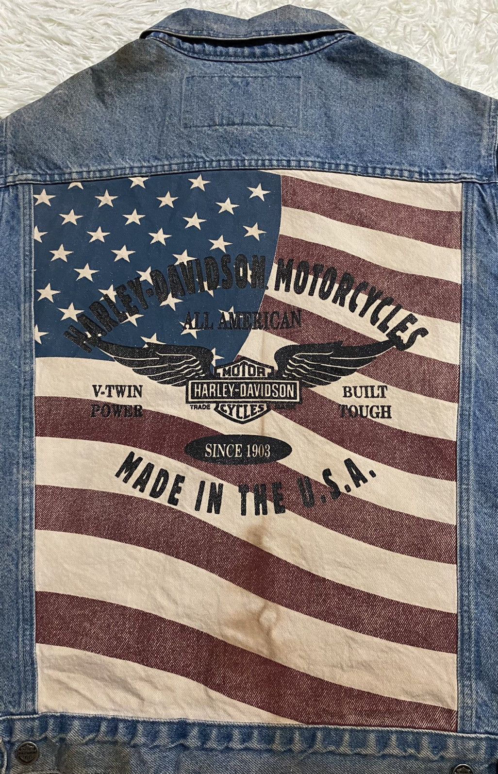 Harley Davidson Harley Davidson Sleeveless Distressed Denim Trucker Jacket Size US XL / EU 56 / 4 - 7 Thumbnail
