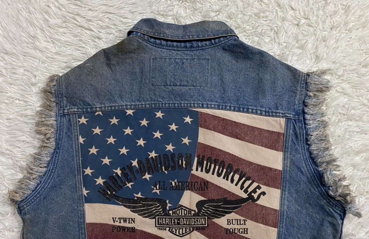 Harley Davidson Harley Davidson Sleeveless Distressed Denim Trucker Jacket Size US XL / EU 56 / 4 - 8 Thumbnail