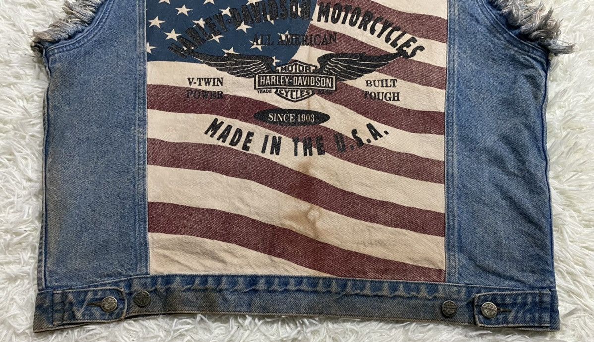 Harley Davidson Harley Davidson Sleeveless Distressed Denim Trucker Jacket Size US XL / EU 56 / 4 - 10 Thumbnail