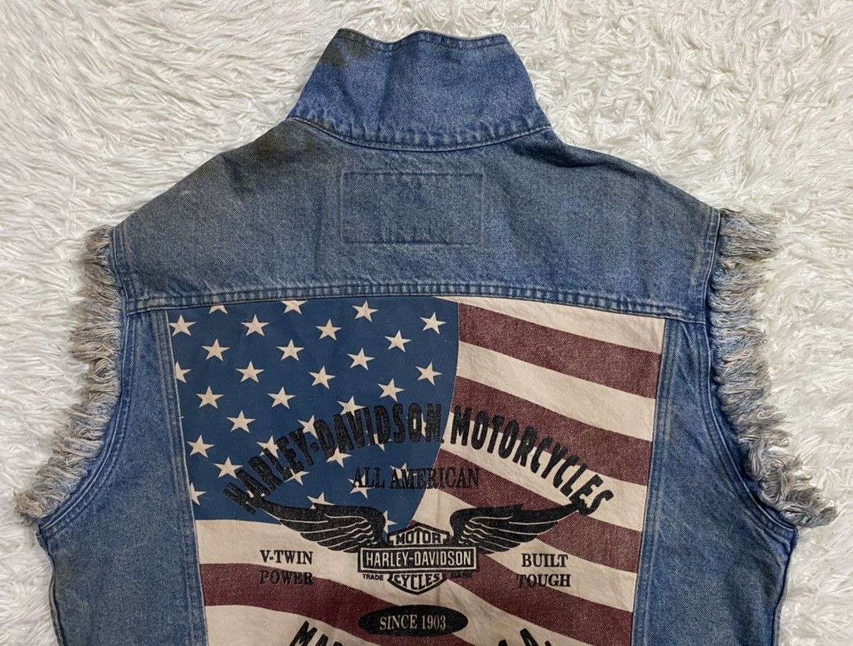Harley Davidson Harley Davidson Sleeveless Distressed Denim Trucker Jacket Size US XL / EU 56 / 4 - 9 Thumbnail