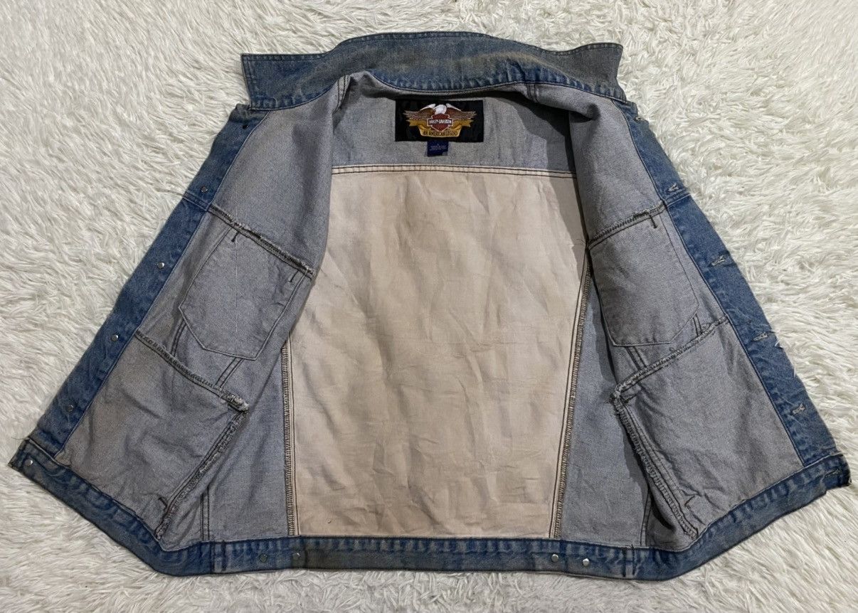 Harley Davidson Harley Davidson Sleeveless Distressed Denim Trucker Jacket Size US XL / EU 56 / 4 - 12 Thumbnail