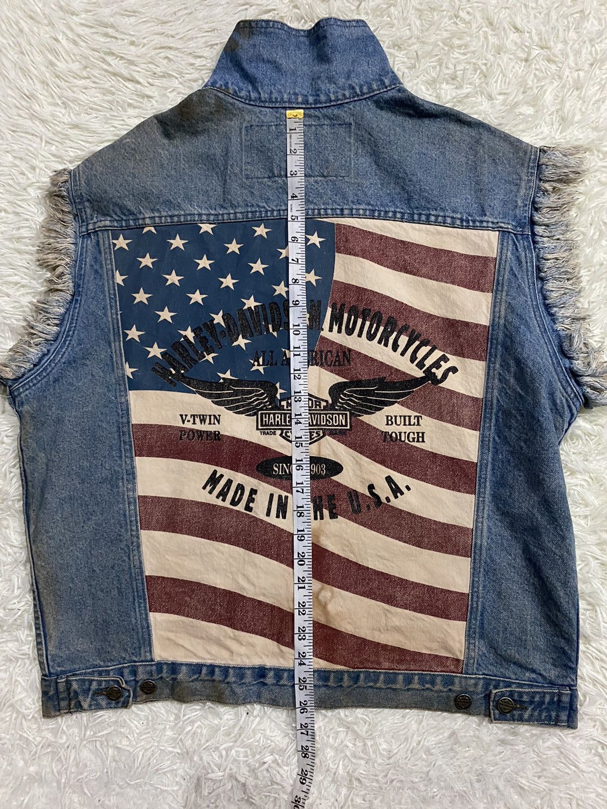 Harley Davidson Harley Davidson Sleeveless Distressed Denim Trucker Jacket Size US XL / EU 56 / 4 - 16 Thumbnail