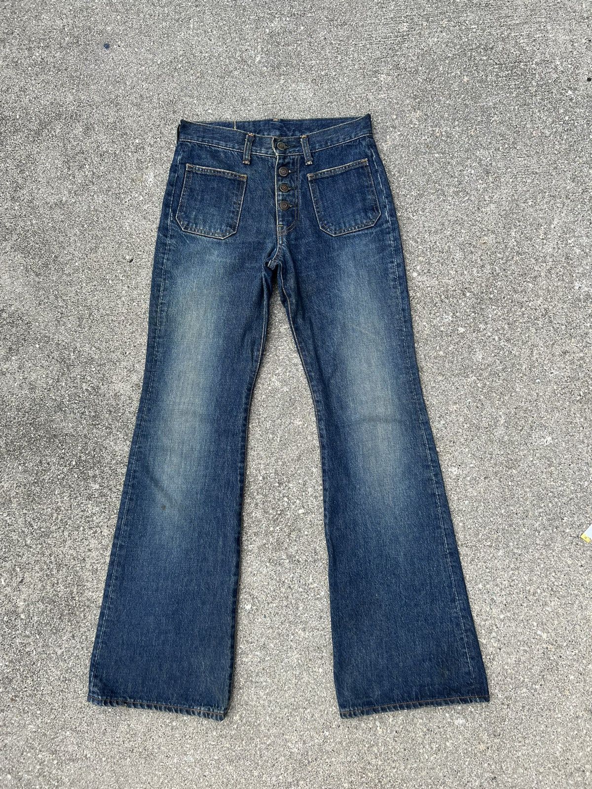 Edwin × Vintage Super Flare Vintage Edwin Japan Fade Denim Jeans Size US 29 - 1 Thumbnail