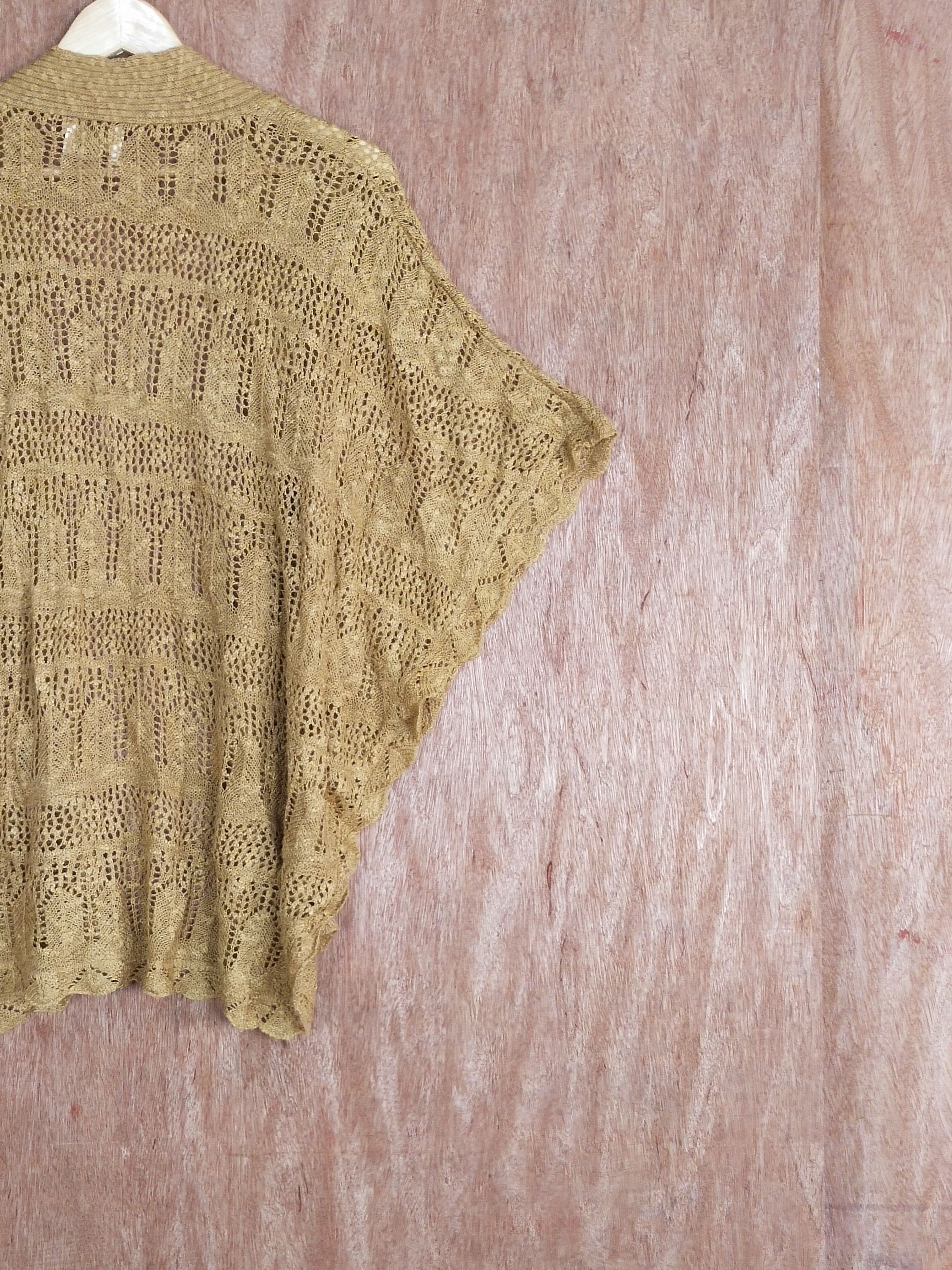 Japanese Brand Putielal brown crochet knitwear cardigan #H265 Size L / US 10 / IT 46 - 10 Thumbnail
