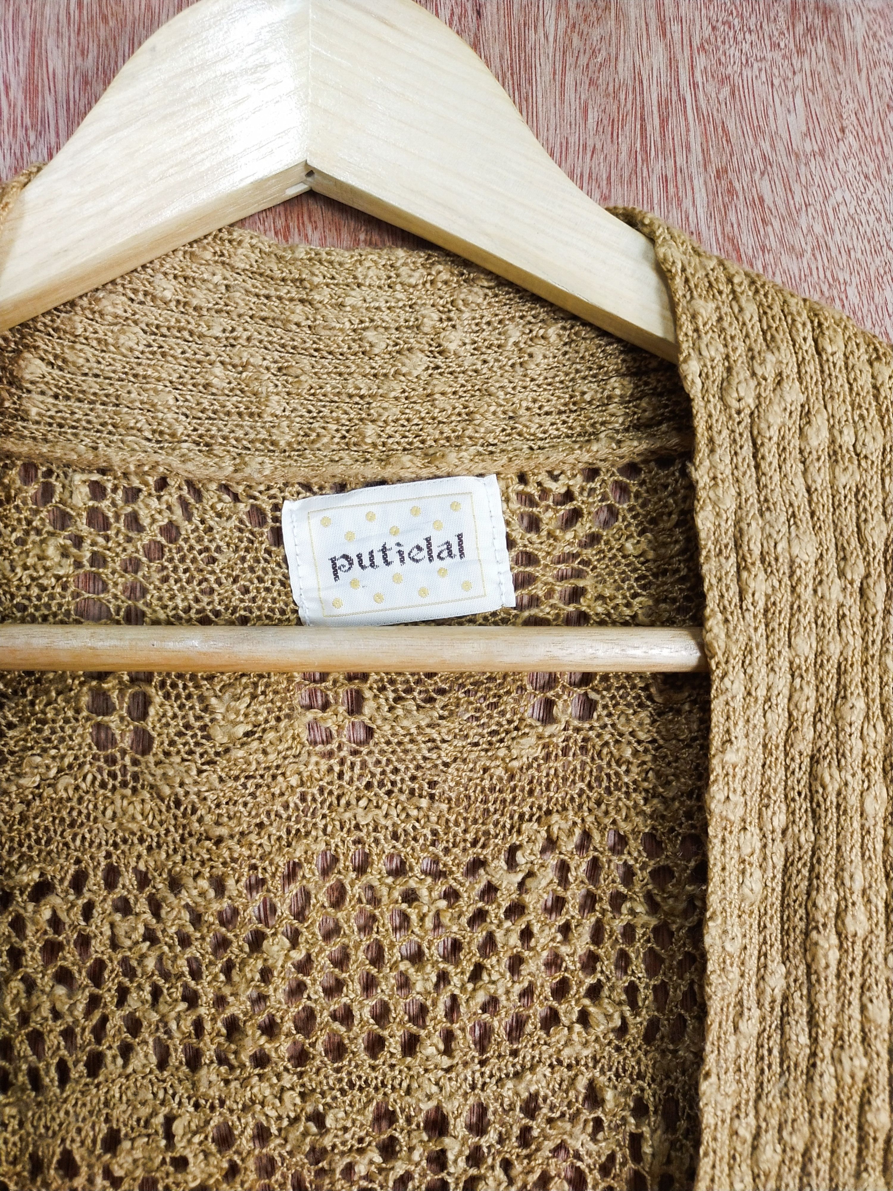 Japanese Brand Putielal brown crochet knitwear cardigan #H265 Size L / US 10 / IT 46 - 3 Thumbnail